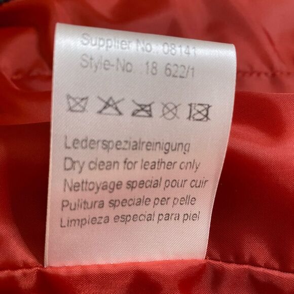 JCCOLLECTION Leather Coat German Half Trench Lined Notched Lapel Womens M Red - Picture 15 of 15